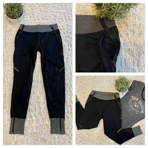Athletic Jogger Track Pants Joggers Cuff Zip Ankle Pockets Athleisure Black Gray